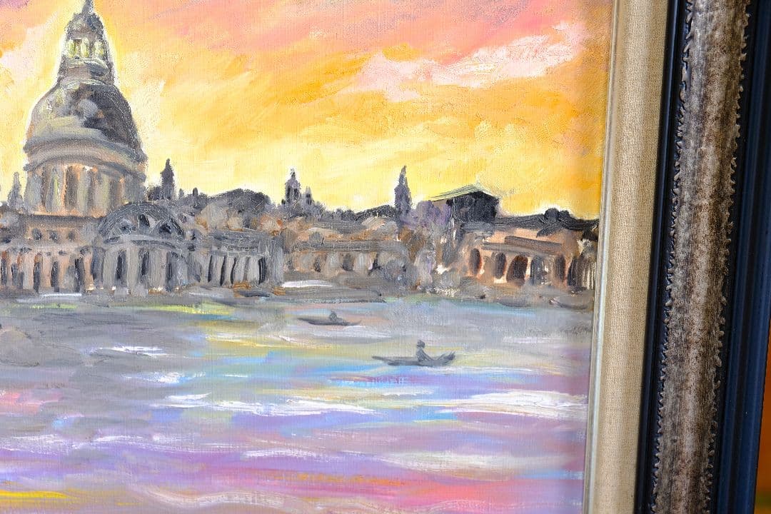 サンタ・マリア・デッラ・サルーテ聖堂　油絵　F6号　額縁付き