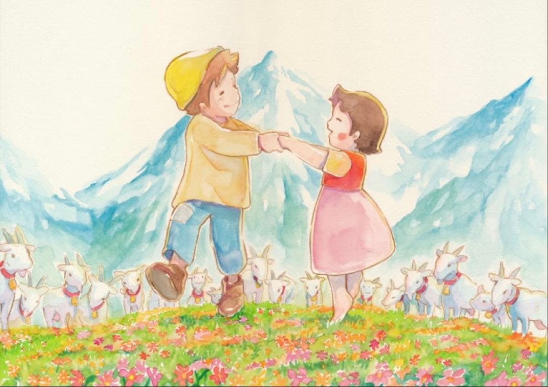 【流通数1点✨】アルプスの少女ハイジ〜春のダンス（水彩）、根拠4.5.6枚目参照