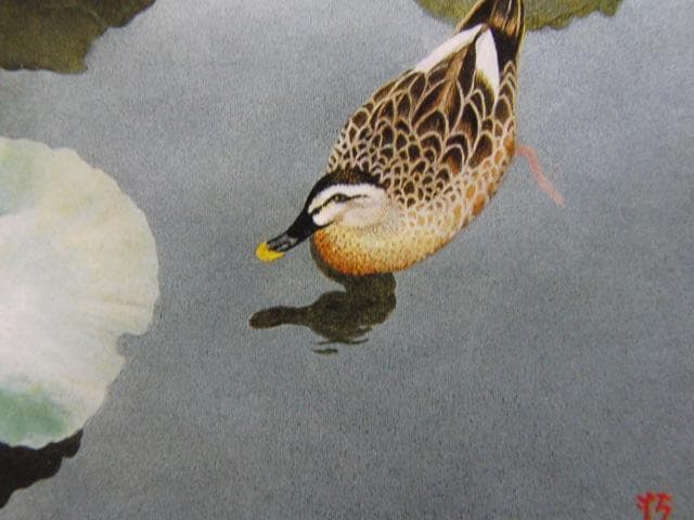 風分六抄、蓮葉の中の小さな太陽、希少な画集より、新品高級額、額装付