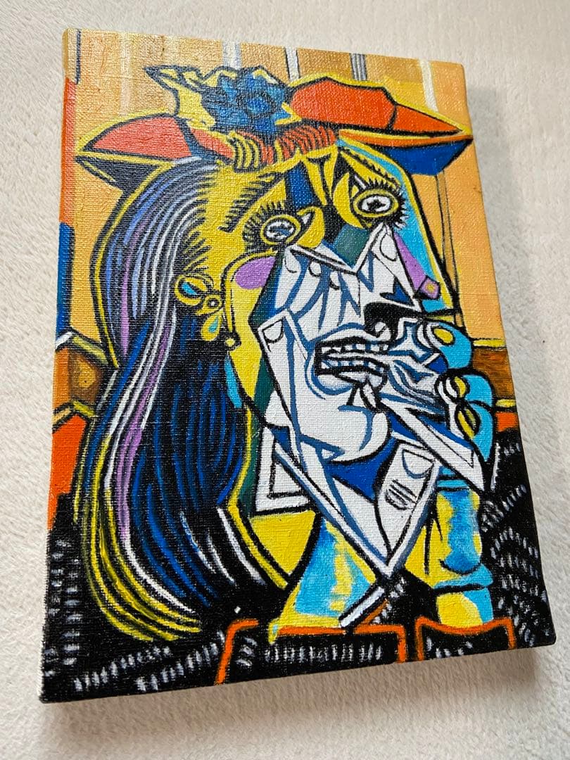 ピカソ　泣く女　肉筆手描きの油絵模写画