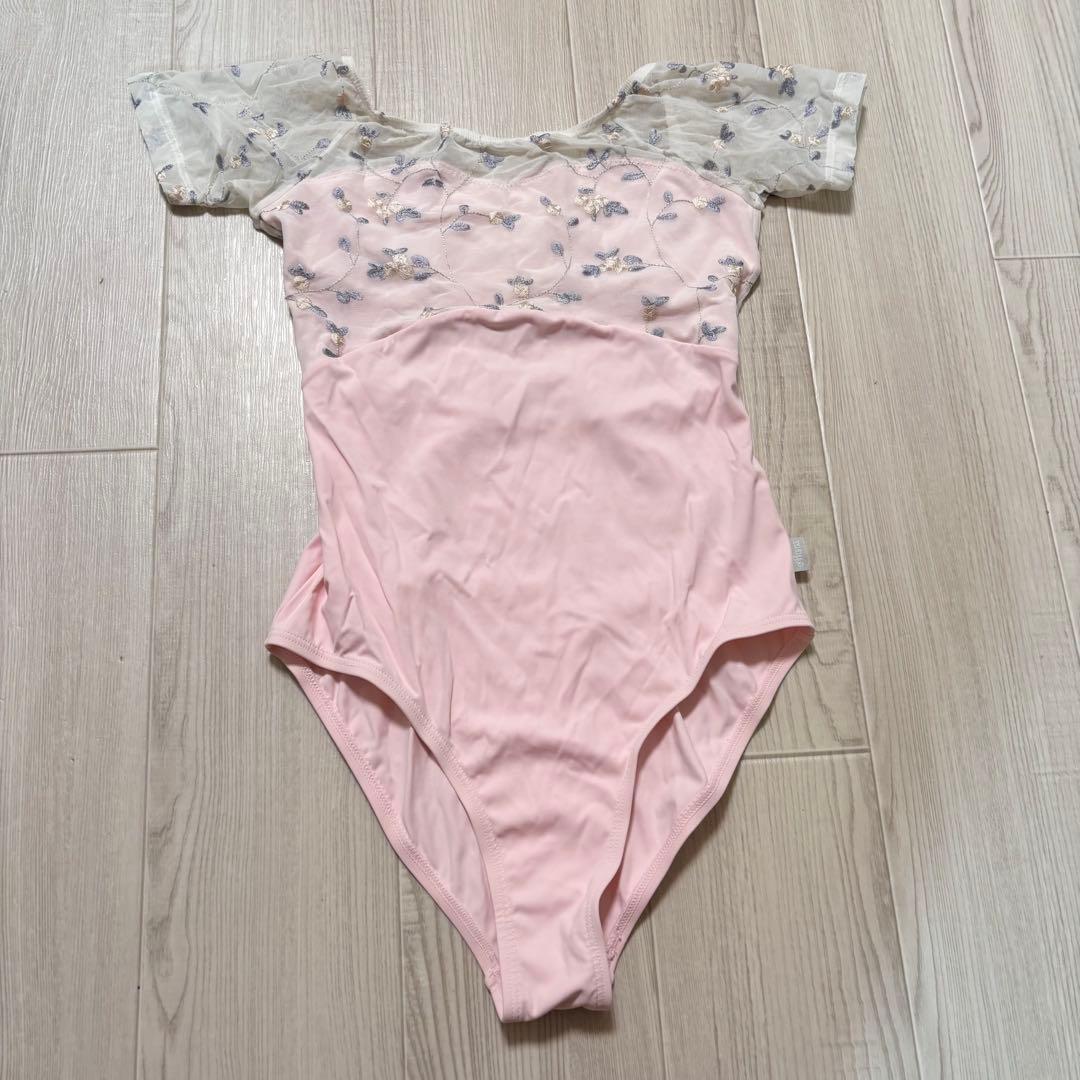 eflora 新品　バレエ　レオタード イーフローラ　ピンク　刺繍　花柄　M