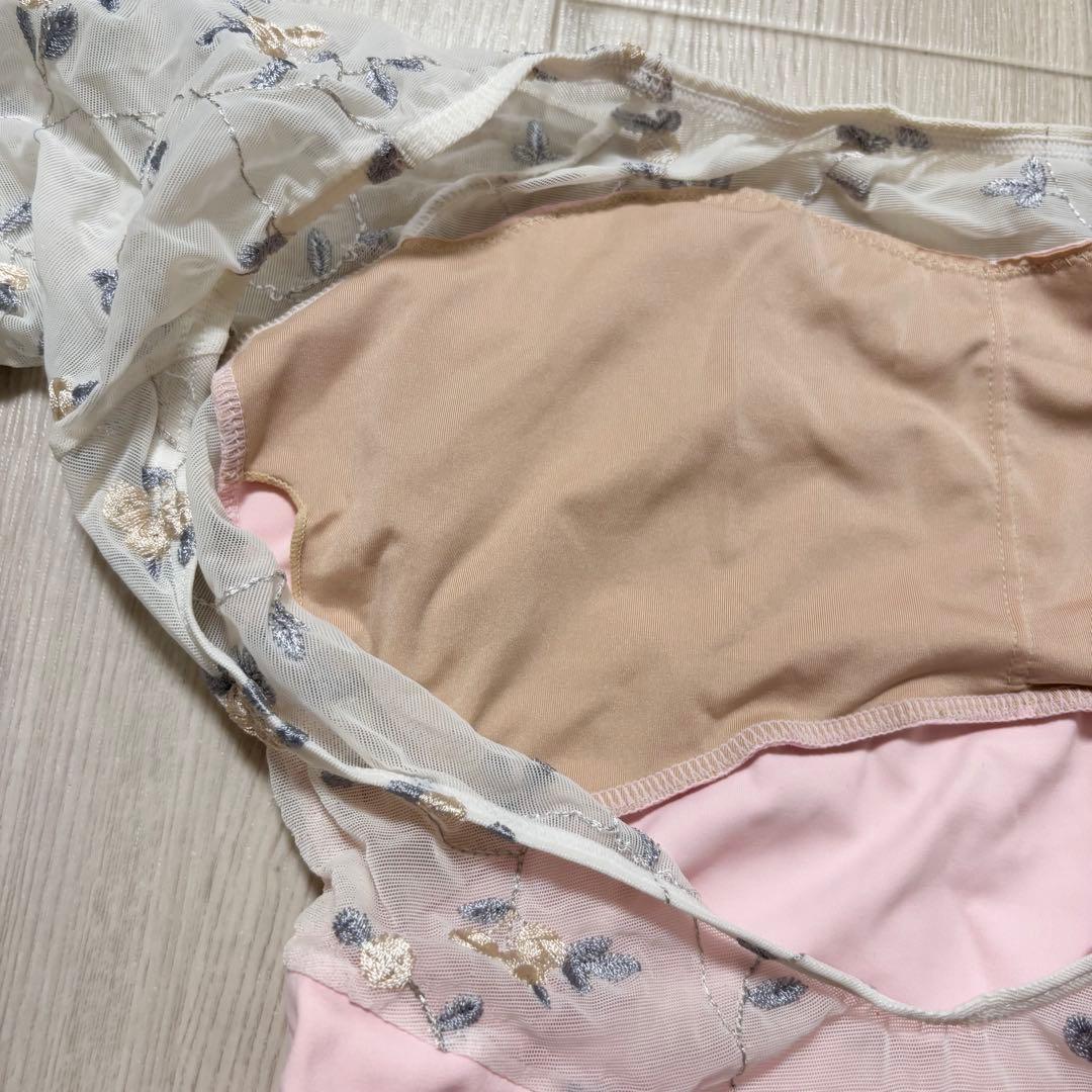 eflora 新品　バレエ　レオタード イーフローラ　ピンク　刺繍　花柄　M