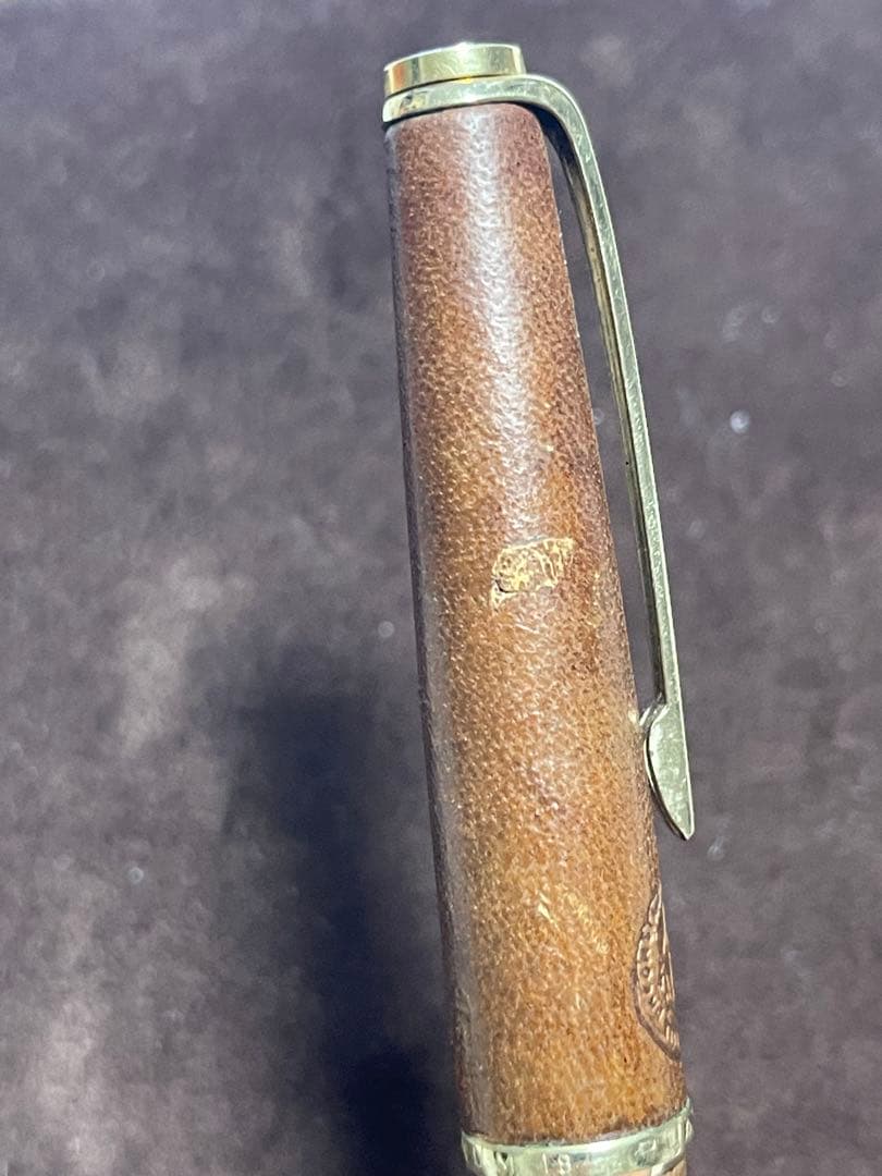 PLATINUM プラチナ 万年筆 18K ペン先 ブラウン レザー調