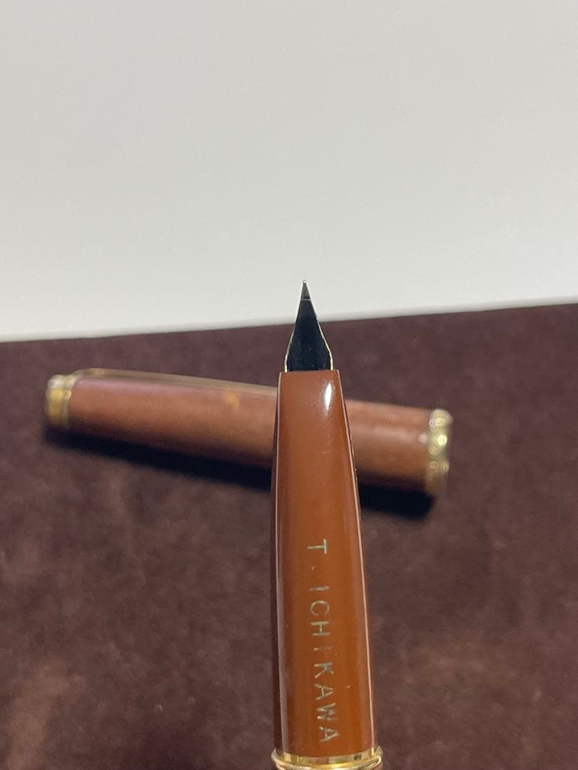 PLATINUM プラチナ 万年筆 18K ペン先 ブラウン レザー調