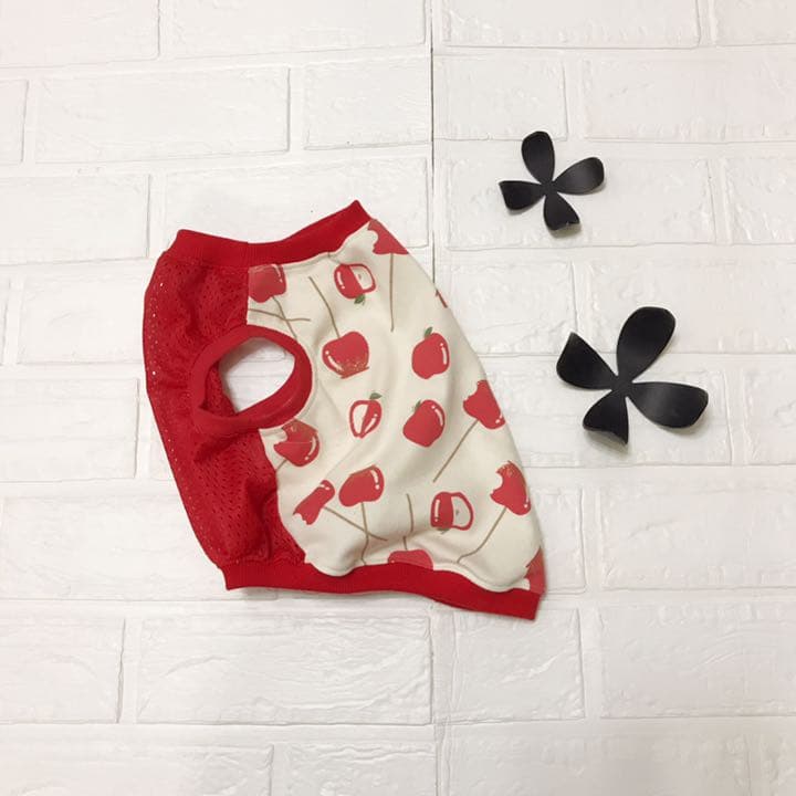 フレブル 服　ハンドメイド　りんごあめメッシュタンクトップ