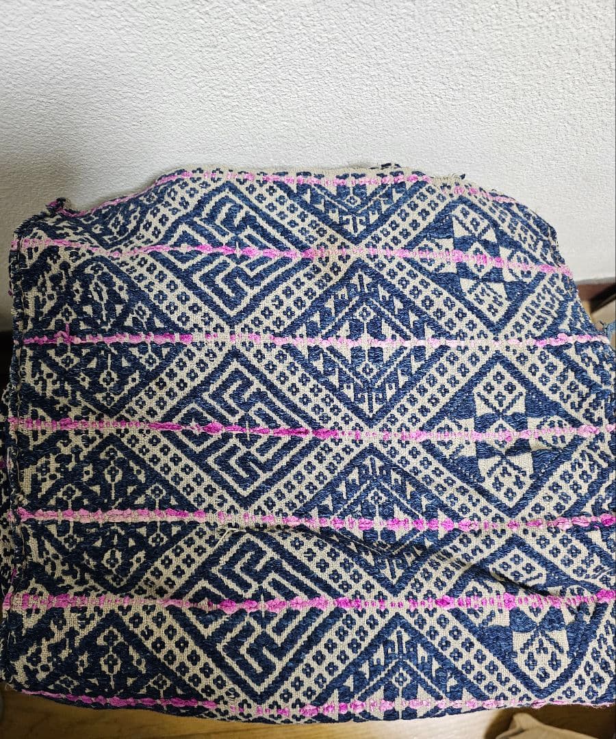 タイ 族　ブランケット ストール 刺繍　骨董　藍染 インディゴ　アンティーク