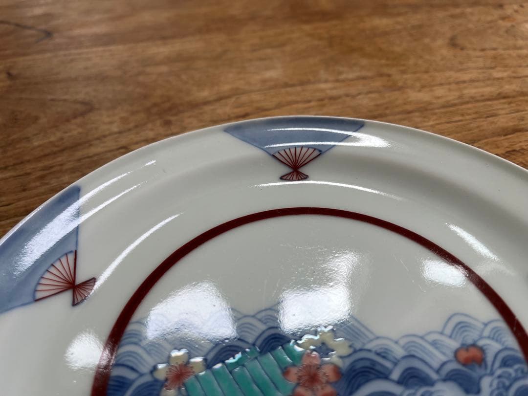 今右衛門　人間国宝　皿　桜　海　扇子