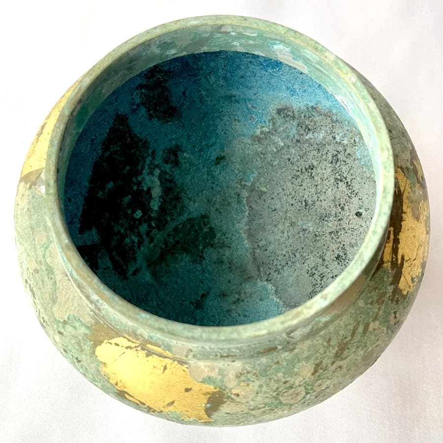 日本香堂 香炉 波千鳥 高岡銅器 銅製 金彩 緑青 古色仕上げ 仏具 茶道具