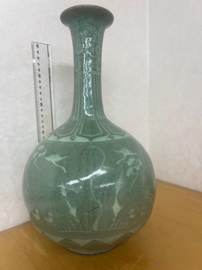 朝鮮李朝高麗天球瓶　古美術　唐物コレクション韓国骨董　アンティーク江戸　青磁