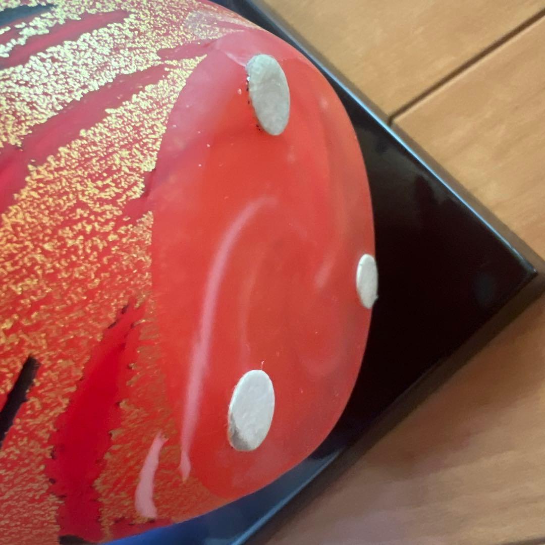 硝子工芸の人気作家岩田久利作【赤華文壺】21ｃｍ