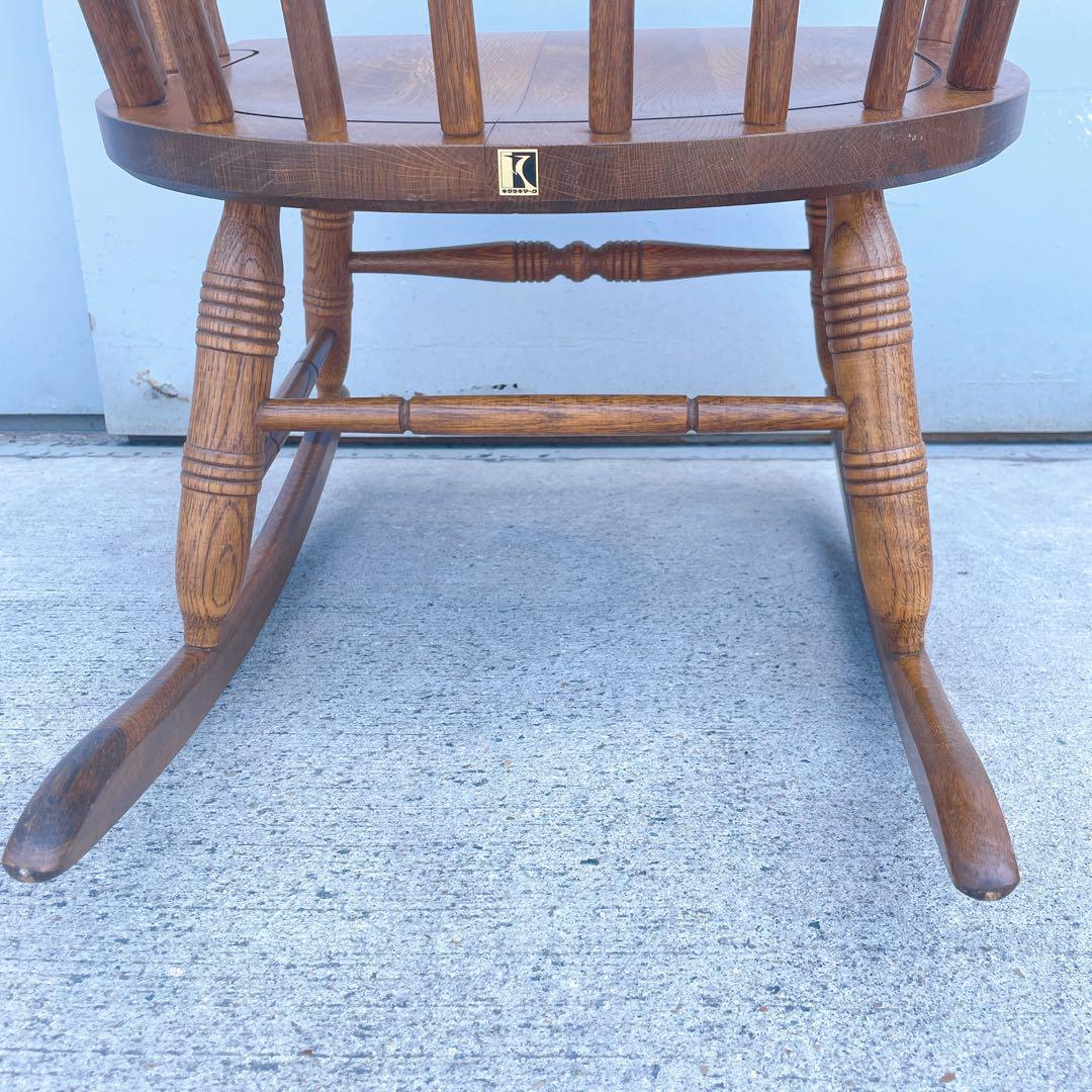 【美品送料込】飛騨産業 キツツキマーク アンティーク 木製ロッキングチェア①