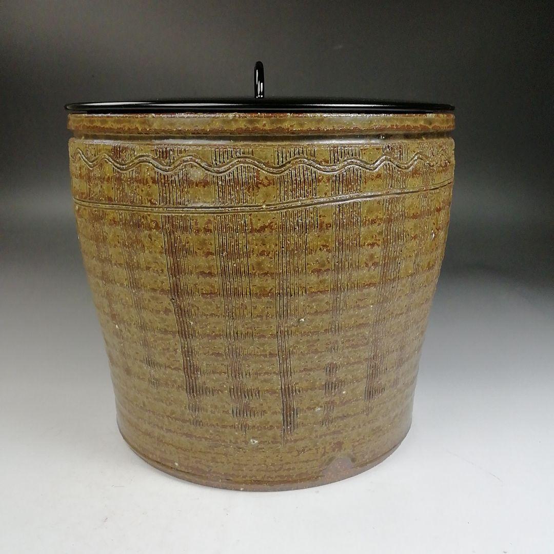 Ｗ１９３　水指　『縄簾　水指』『大石督幸 造』　共箱　茶道具