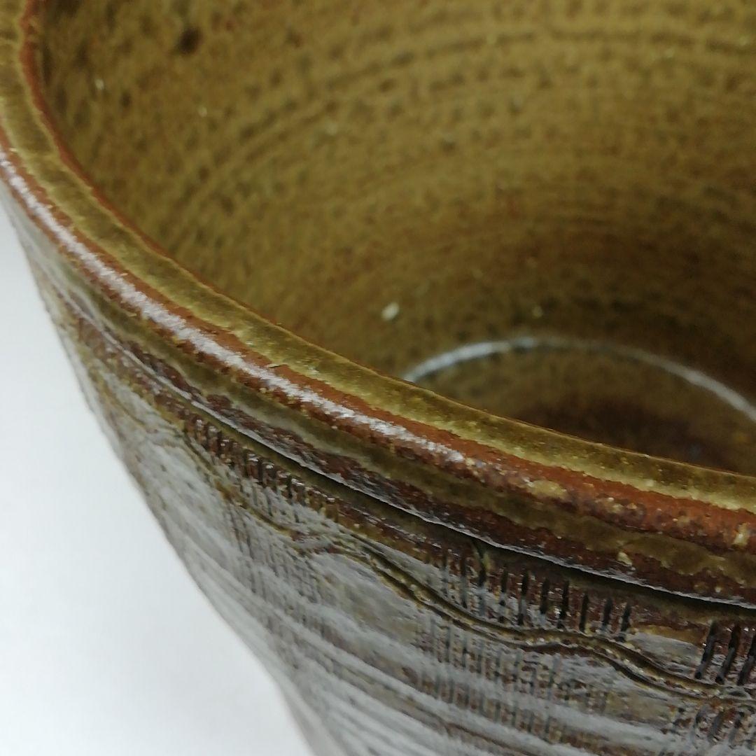 Ｗ１９３　水指　『縄簾　水指』『大石督幸 造』　共箱　茶道具