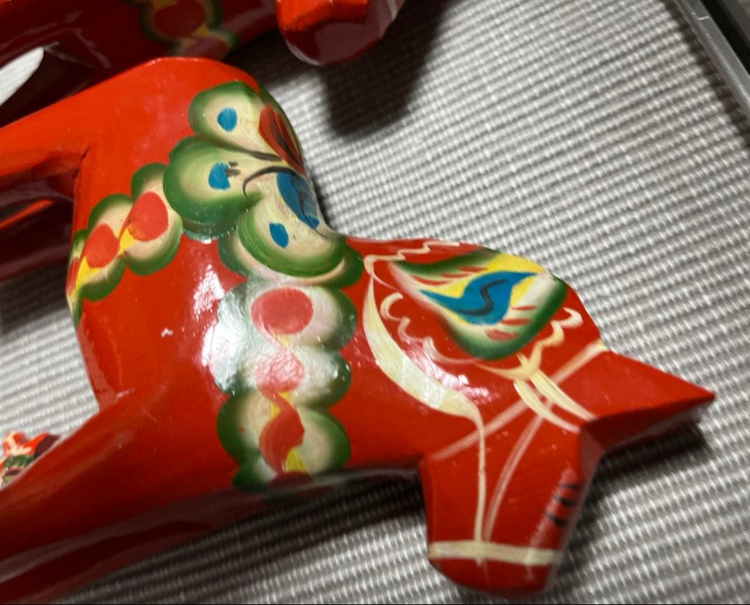 スウェーデン 郷土玩具 木製 ダーラナホース セット 大中小 3頭　赤