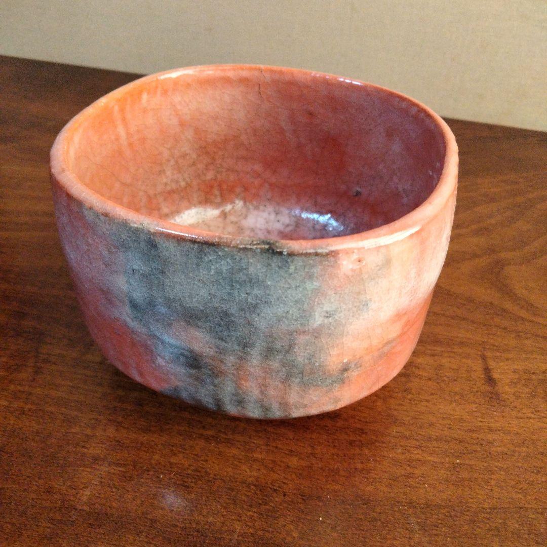 昭楽　赤黒四方茶盌　共箱付　富士　鷹　茄子　お正月