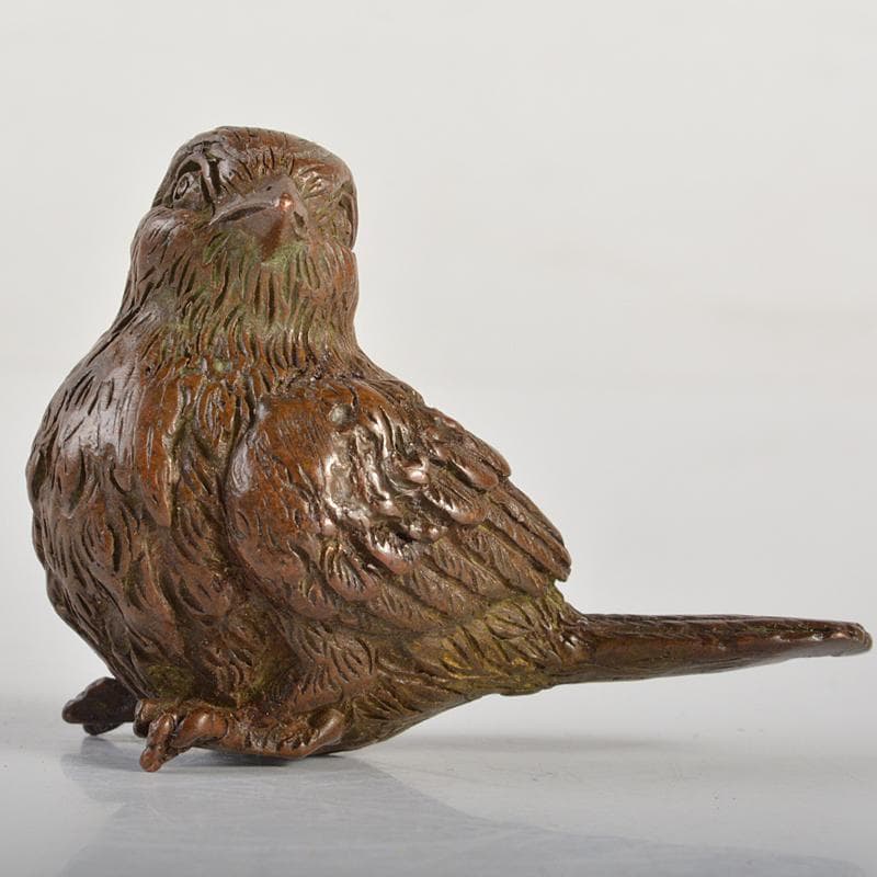 金工名品　古銅宣徳銅　鳥　紙鎮　置物　在銘　C　R6874E