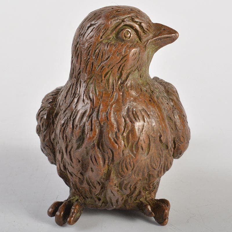 金工名品　古銅宣徳銅　鳥　紙鎮　置物　在銘　C　R6874E
