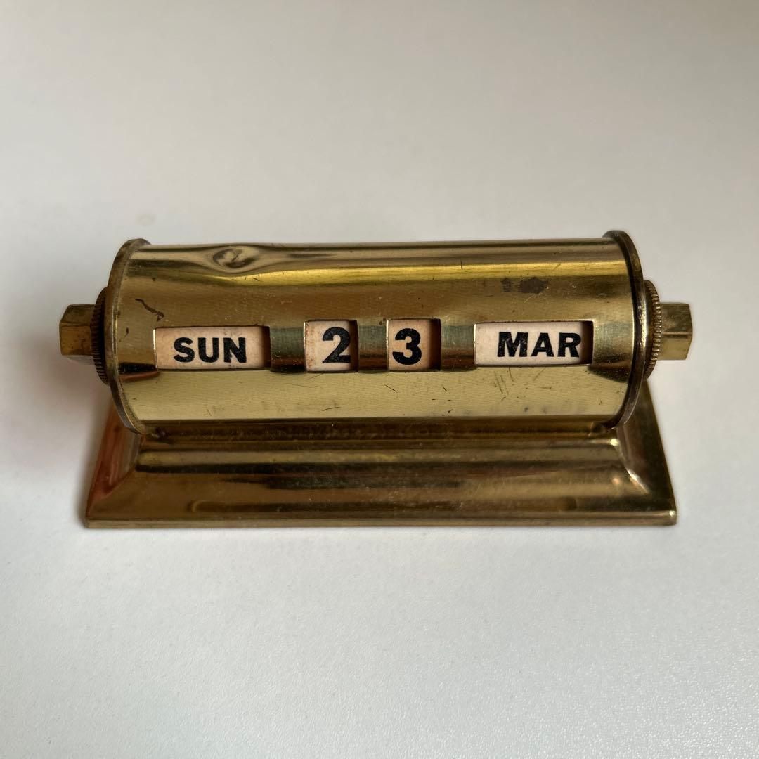 ビンテージパークシャーマン万年カレンダーゴールドメタル 卓上カレンダー ロール式