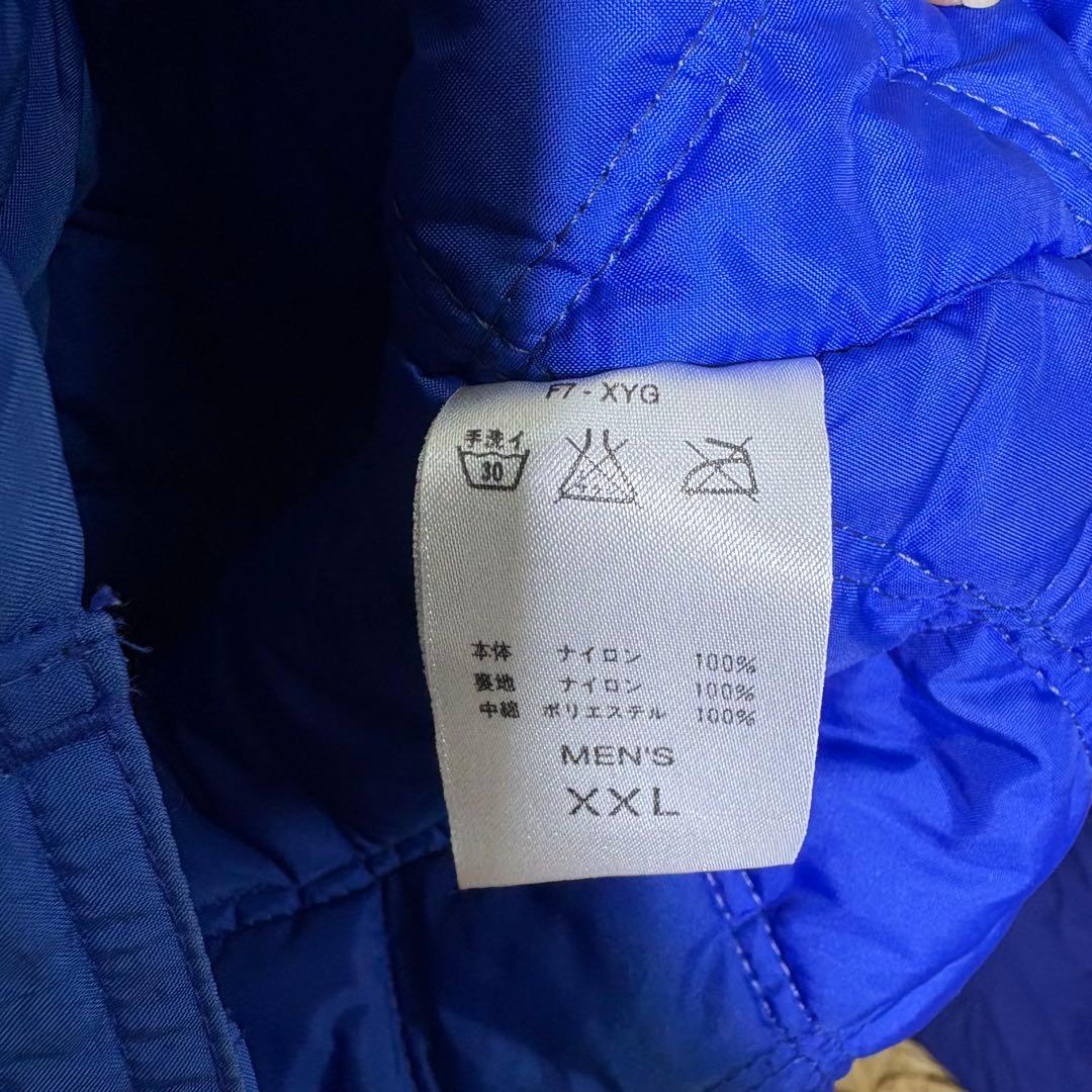 ナイキ 白タグ ナイロンジャケット ロゴ刺繍　ベンチコート 青　XXL