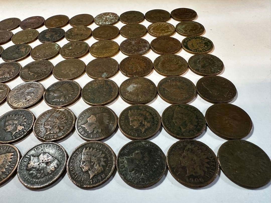 【70枚セット】 アメリカ硬貨 青銅貨 １セント インディアンヘッド ダメージ有