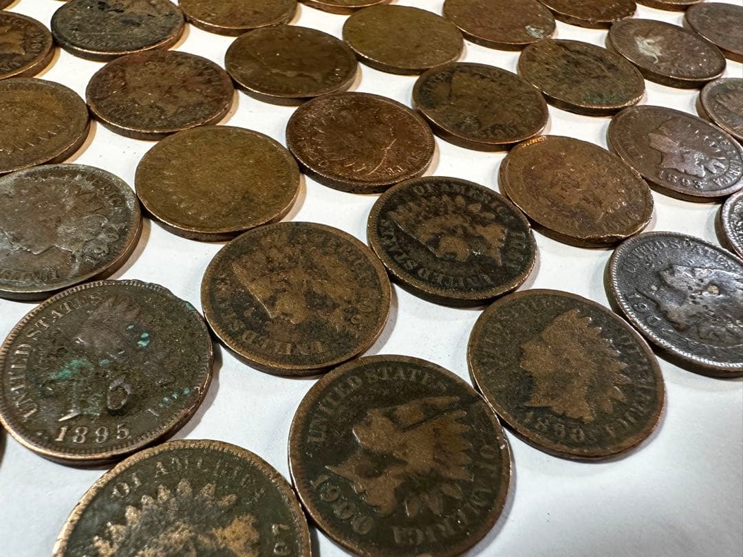 【70枚セット】 アメリカ硬貨 青銅貨 １セント インディアンヘッド ダメージ有