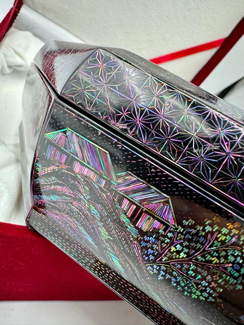 韓国製　八角螺鈿細工　漆器　螺鈿細工　小物入れ