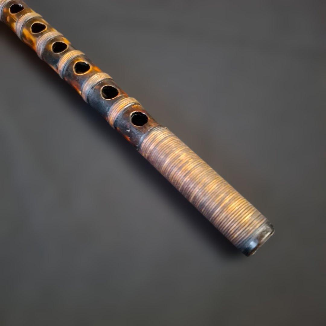 篠笛　古典調　7穴　4本調子　超鐵仕様　藤総巻き　燻風仕上げ