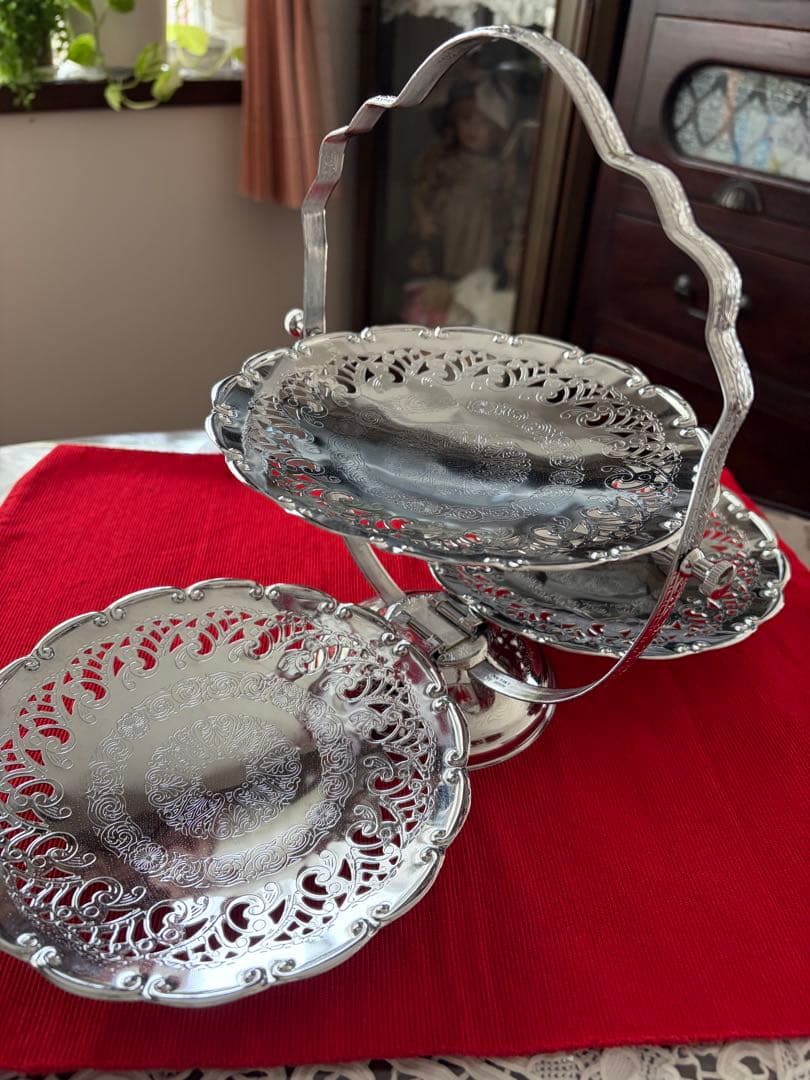 イギリス ケーキスタンド バタフライ型 アンティーク