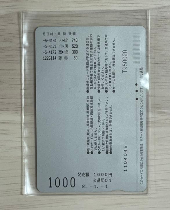 未使用　福岡市地下鉄　博多どんたく　平成11年　よかネットカード