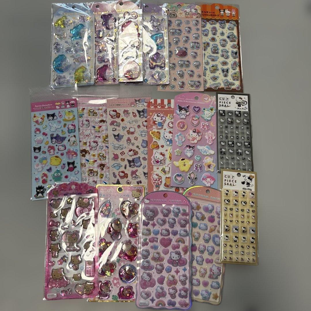 17枚　サンリオ　キティ　コットンパフィー　ウォーター　タイル　ドロップなど