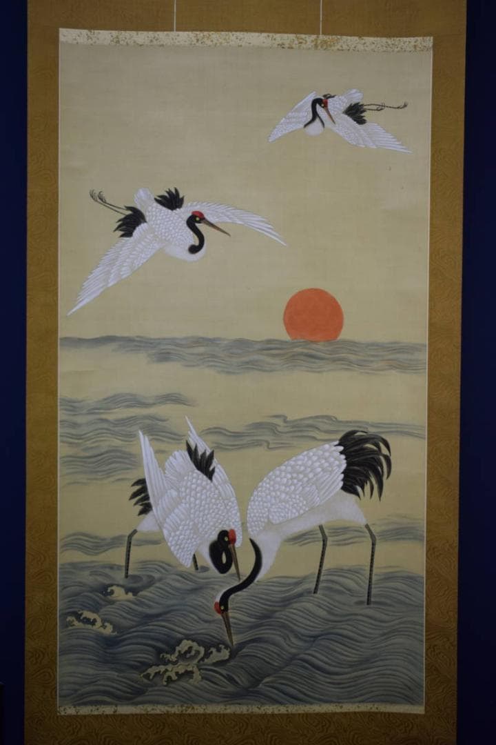 不詳/作者不明/無落款/朝陽/舞鶴図/大幅/布袋屋掛軸HK-112