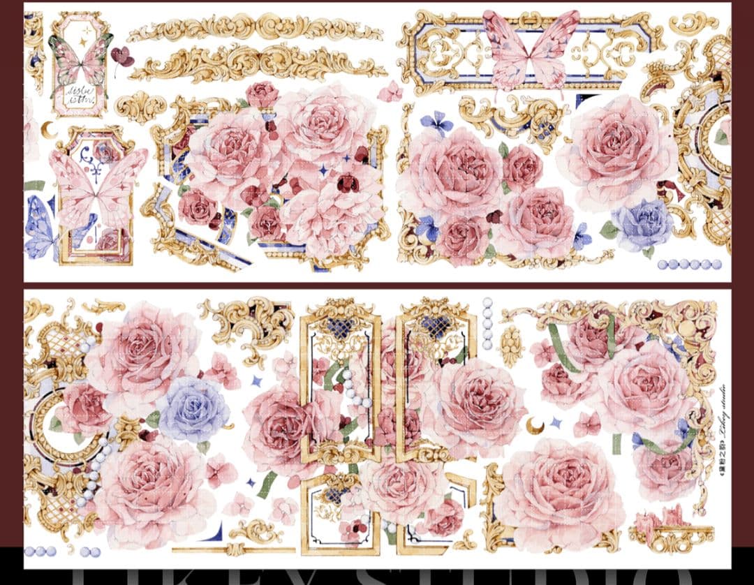 巻売 798★ 海外 マスキングテープ マステ PET 装飾 花 蝶 贝壳光