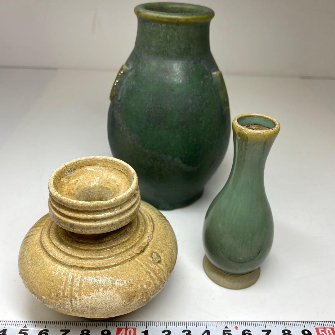 専用　中国古玩　小壺　3点　高さ13.2・9.7・7.5㎝　東な7-0329①