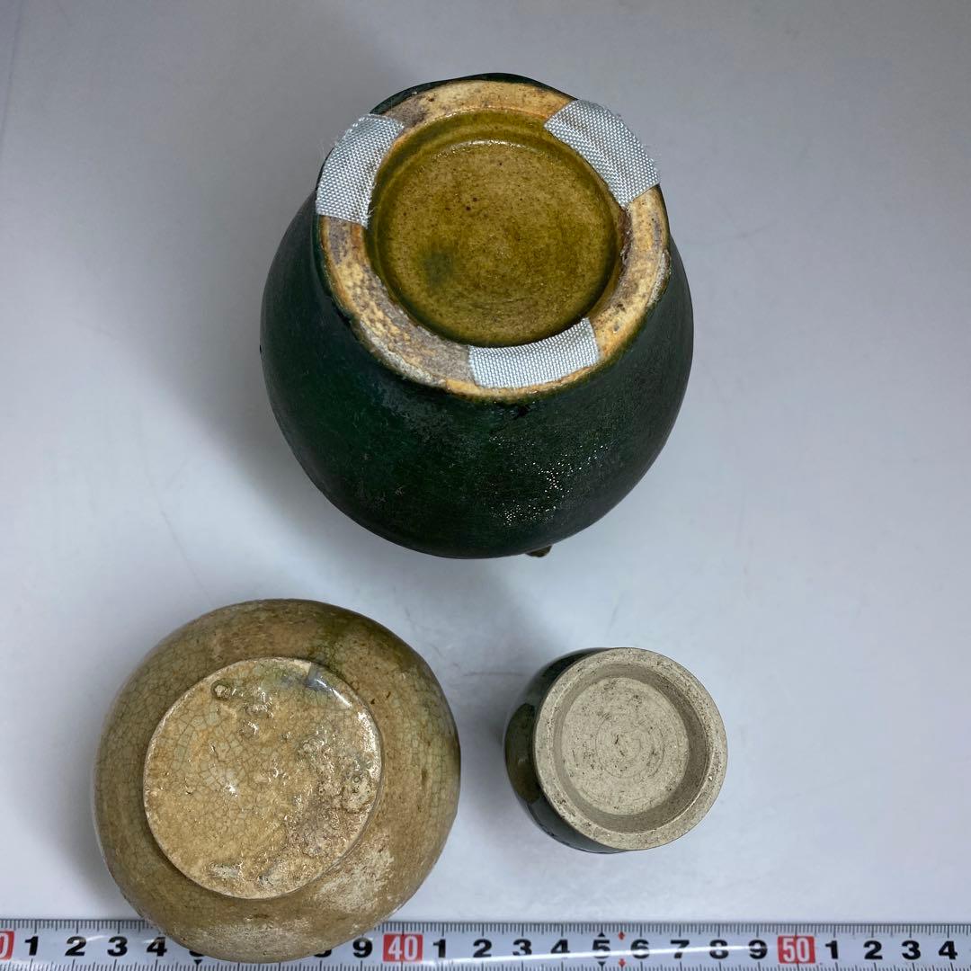 専用　中国古玩　小壺　3点　高さ13.2・9.7・7.5㎝　東な7-0329①