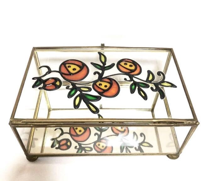 ■アンティーク■アクセサリーケース・ジュエリーケース・小物入れ■レトロ・ガラス製