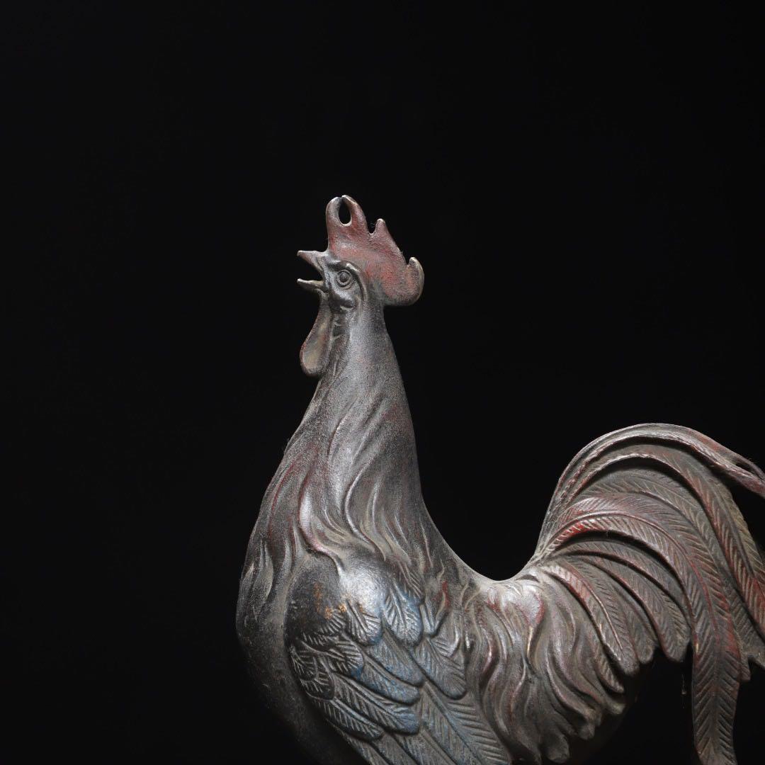 旧蔵　銅製 鶏モチーフ文鎮　置物