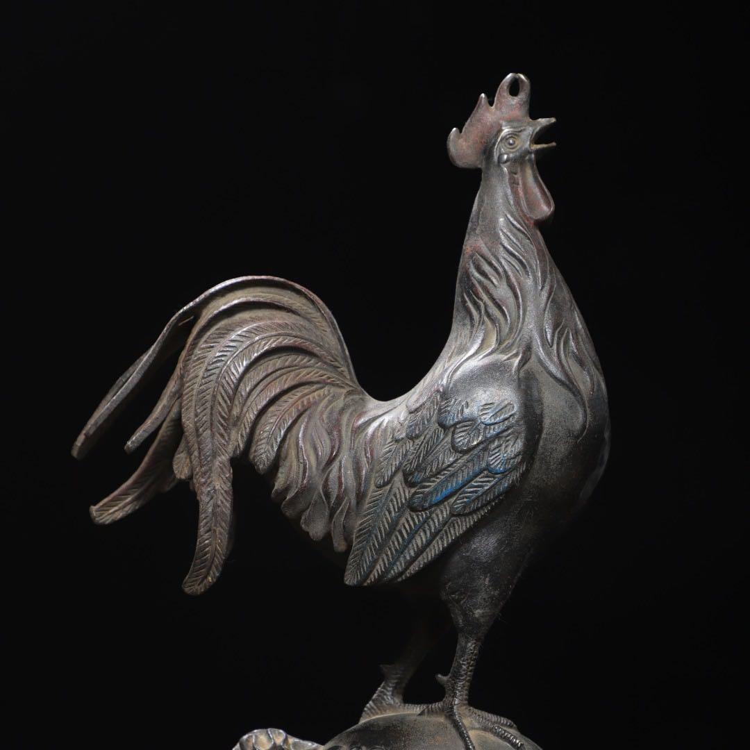 旧蔵　銅製 鶏モチーフ文鎮　置物