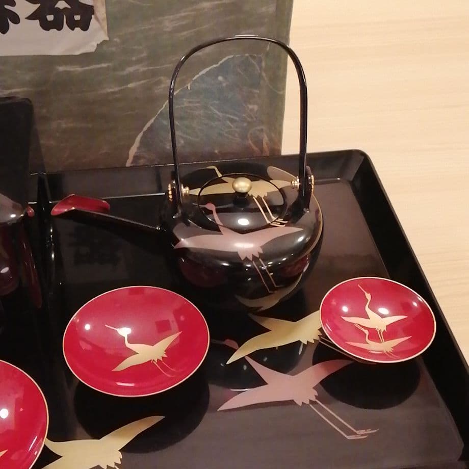 鶴お屠蘇セット天然木うるし漆器