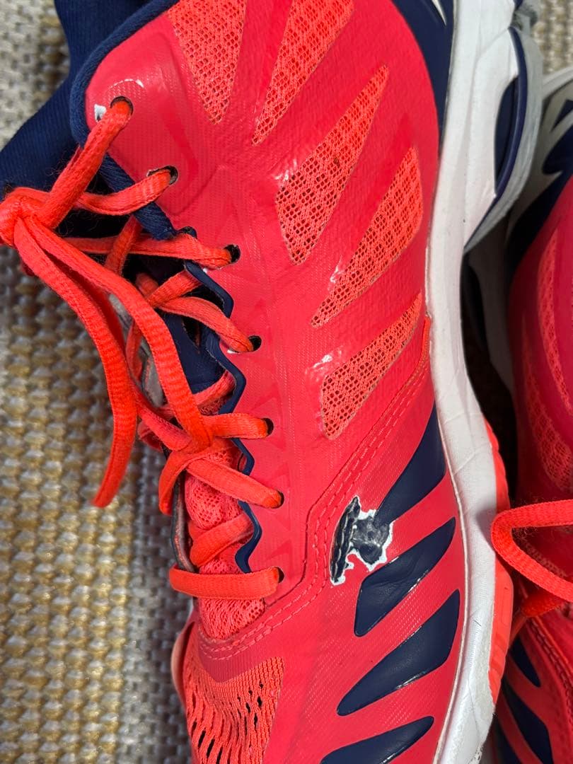 海外モデル　Mizuno バレーボールシューズ 赤コーラルオレンジ/ネイビー