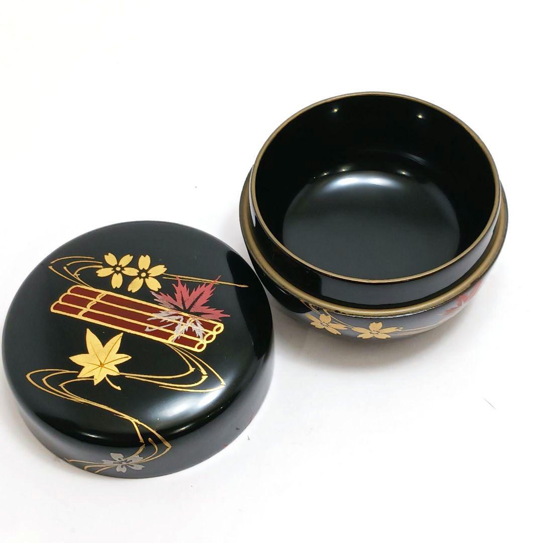 Y3336-4 茶道具 金彩 春秋流水蒔絵 棗・香合 2点セット　う