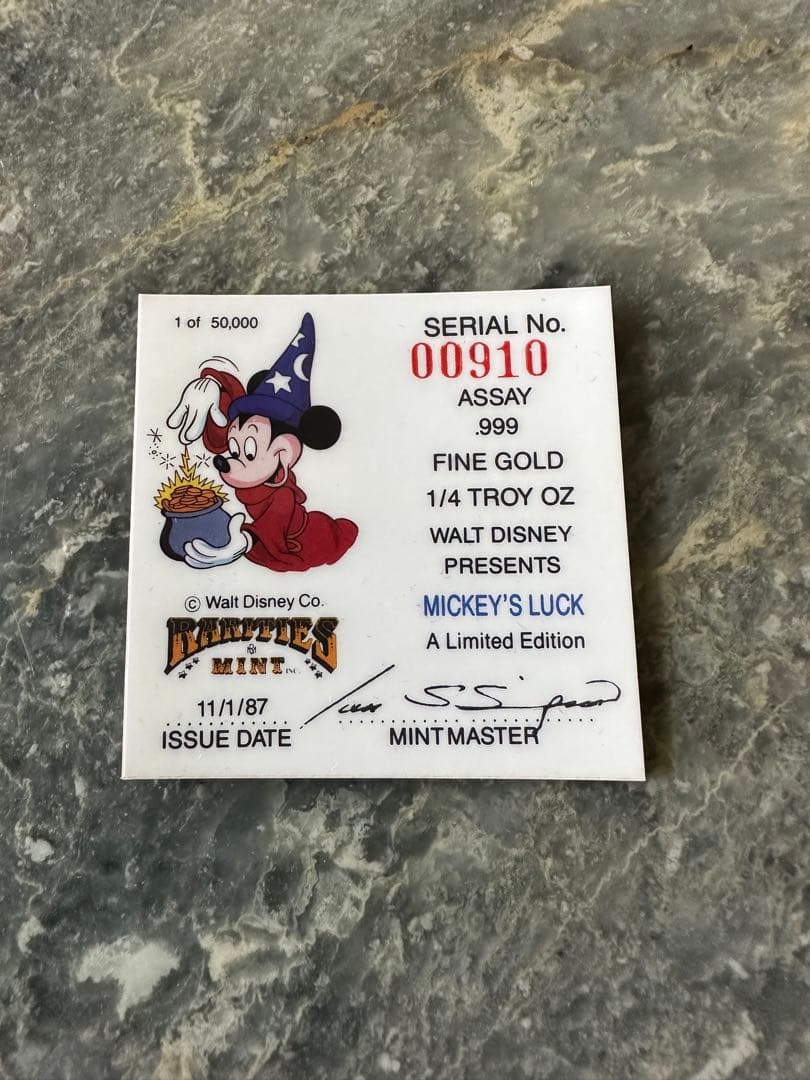 アンティークディズニー 金貨 1/4 TROY oz 24金 .999