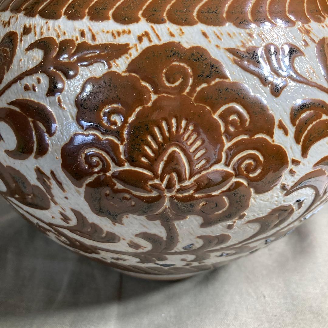 【松本佩山】孤高の陶芸家　日本の名窯　有田年木庵　松本佩山作　掻落し小花文　花瓶