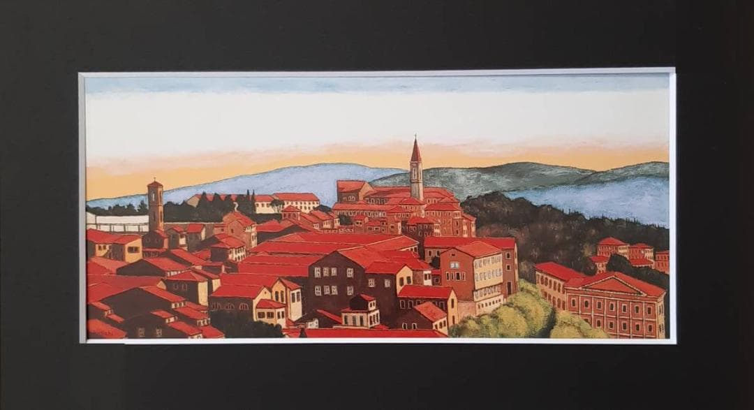 荒木淳一、「ペルージャ」、希少画集の額装画、四季、風景、人気作品