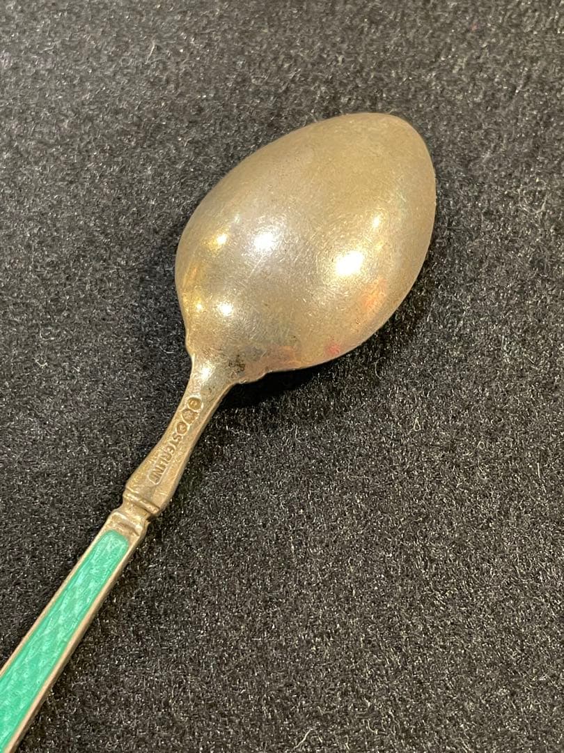 デヴィット アンデルセン スプーン シルバー 純銀 グリーン　七宝焼