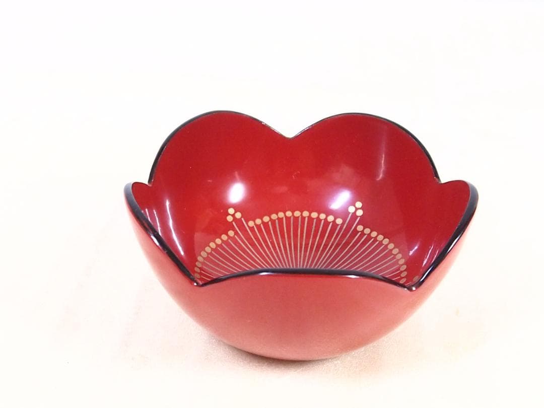 【良品】輪島塗 紫雲堂 蒔絵付き 梅小鉢10客 向付/珍味器 朱塗 漆器/食器