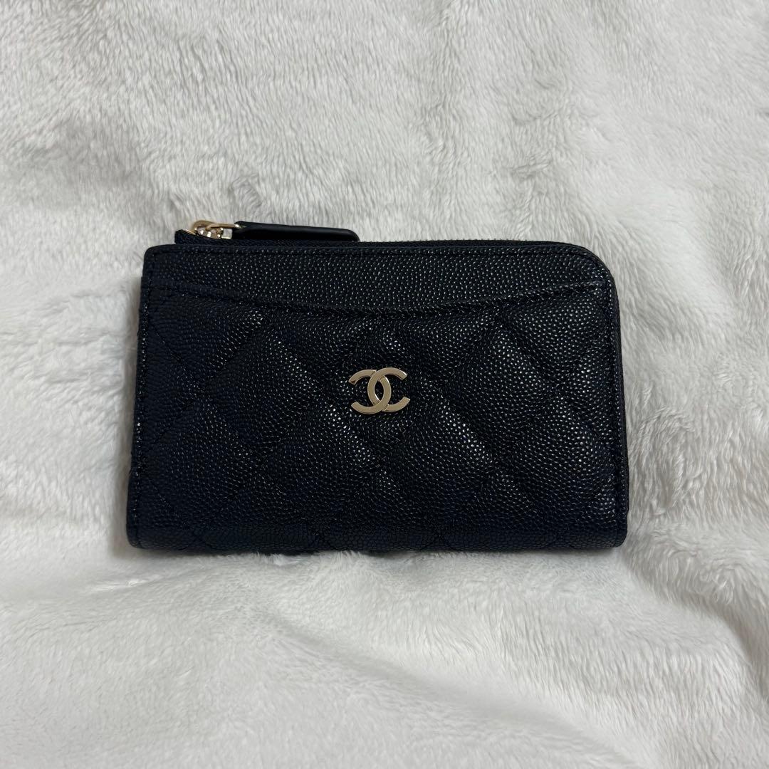 CHANEL ノベルティ 財布 フラグメントケース ブラック キャビアスキン