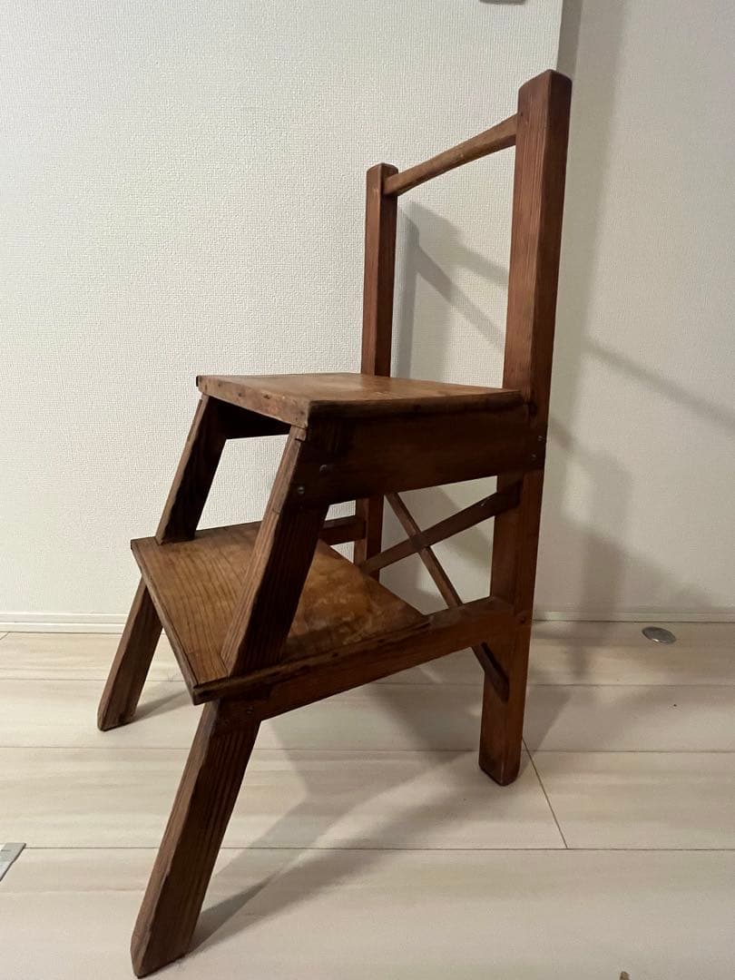 最終価格　1月末まで　イギリスアンティーク　木製二段式チェア ブラウン