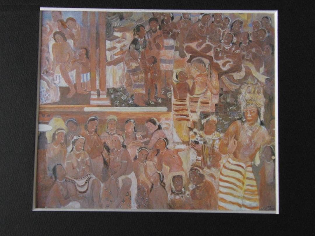 鈴木克久、【アジャンタの群像】、希少な額装用画集より