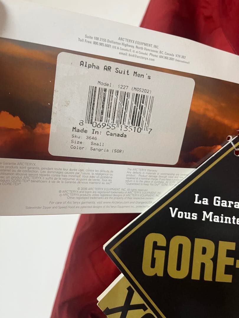 Arc’teryx Alpha AR Suit Men’s Sサイズ