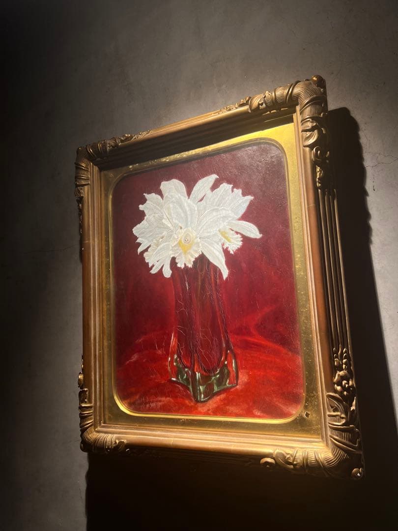 リアリズム　【らん】　肉筆油彩画　作者不詳